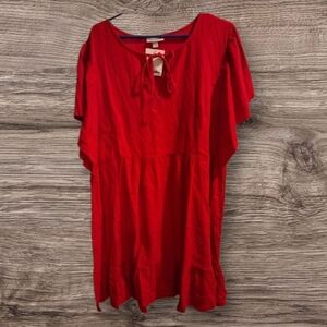 Knox Rose Red Midi Dress with Ruffle Hem